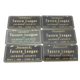 6 Jackson County Tavern League Placards -