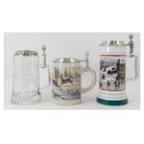 * 3 Vintage Beer Steins with Lids