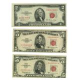 Red Seal US Notes Lot of 3 includes 1953 $2 Bill,