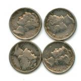 (4) Mercury Silver Dimes