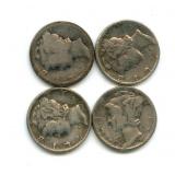 (4) Mercury Silver Dimes