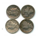 (4) Mercury Silver Dimes