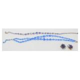 2 Necklaces of Faceted Glass Beads & One Pair