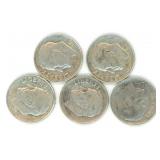 Group of 5 Roosevelt Silver Dimes