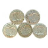 Group of 5 Roosevelt Silver Dimes