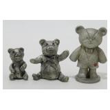 3 Pewter Teddy Bears