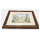 * Vintage 1940 Watercolor by Davis Grey - Framed,