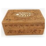 Hand Carved Wood Trinket Box