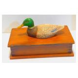Handmade Wooden Box with Mallard Duck