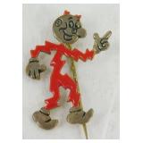 Vintage Reddy Kilowatt Red Enamel Pin - 1" Tall