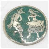Vintage Mexican Silver Pinback Button/Pendant