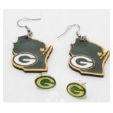 Two Pair Green Bay Packers Pierced Earrings