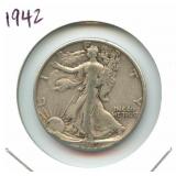 1942 Walking Liberty Silver Half Dollar
