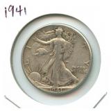 1941 Walking Liberty Silver Half Dollar