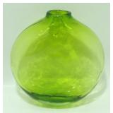 * Vintage 1960 Hand Blown Green Glass Wall Pocket