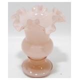 * Vintage 1944 Fenton Peach Pink Overlay Ruffle