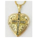 24" Gold Necklace with a Heart Locket with a