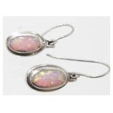 Sterling Silver and Opal Pierced Earrings - 3.28
