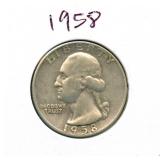 1958 Washington Silver Quarter