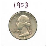 1958 Washington Silver Quarter