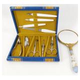 Vintage Manicure Set & Hand Mirror