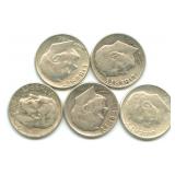Group of 5 Roosevelt Silver Dimes