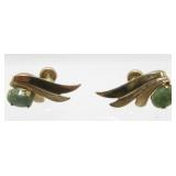 12K Gold-Filled and Jade Screw-Back Earrings -