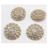 Vintage Dome Buttons - Gold-Tone with Rhinestones