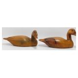 * 2 Old Hand-Carved Wood Ducks - 1980s