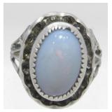Vintage Art Deco Opalite Stone Ring - Crystals in