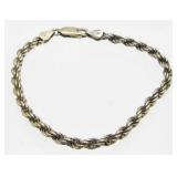 Vintage Sterling Silver Rope Bracelet - 9.61