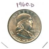 1960-D Franklin Uncirculated Silver Half Dollar