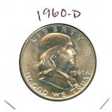 1960-D Franklin Uncirculated Silver Half Dollar