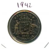 1942 Australian Silver Florin 92.5% Silver
