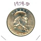 1959-d Franklin Uncirculated Silver Half Dollar