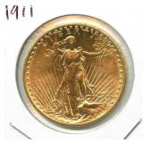 1911 Saint Gaudens $20 Gold Double Eagle