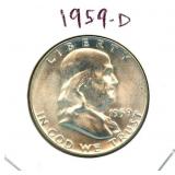 1959-D Franklin Uncirculated Silver Half Dollar