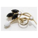 Vintage Jeweled Brooch - Costume Jewelry Pin