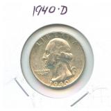 1940-D Washington Silver Quarter