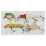 4 Vintage Lures: Red Head Deep Diving #902 Pike,