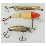3 Vintage Lures: L&S Pike #35, Heddon River Runt