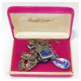 Blue Stone Art Deco Jewelry Set with Sterling