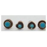 Two Pairs of Copper and Turquoise Pierced
