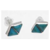 Vintage Sterling Silver Turquoise Pierced