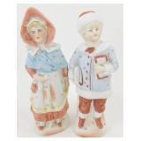 * Antique 1890 Pair of German Bisque Figurines -