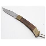 Vintage Wood and Brass Pocket Knife - Folding