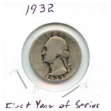 1932 Washington Silver Quarter - First Year of