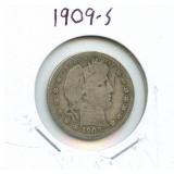 1909-S Barber Silver Quarter