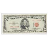 Unique Serial Number 1953 $5 Bill Red Seal