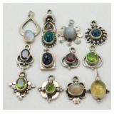 12 Sterling Charms with Stones